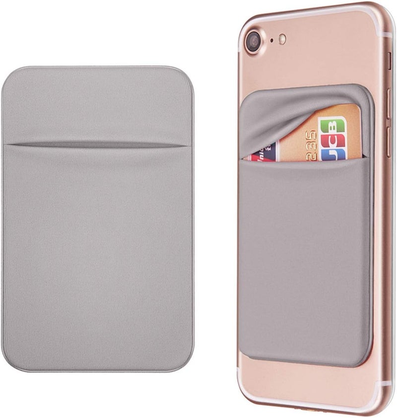OBVIS Cell Phone Pocket Self Adhesive Card Holder Stick On Wallet Sleeve with Adhesive RFID Card ID Credit Card ATM Card Holder for iPhone Android 2 PACK GRAY - Image 1